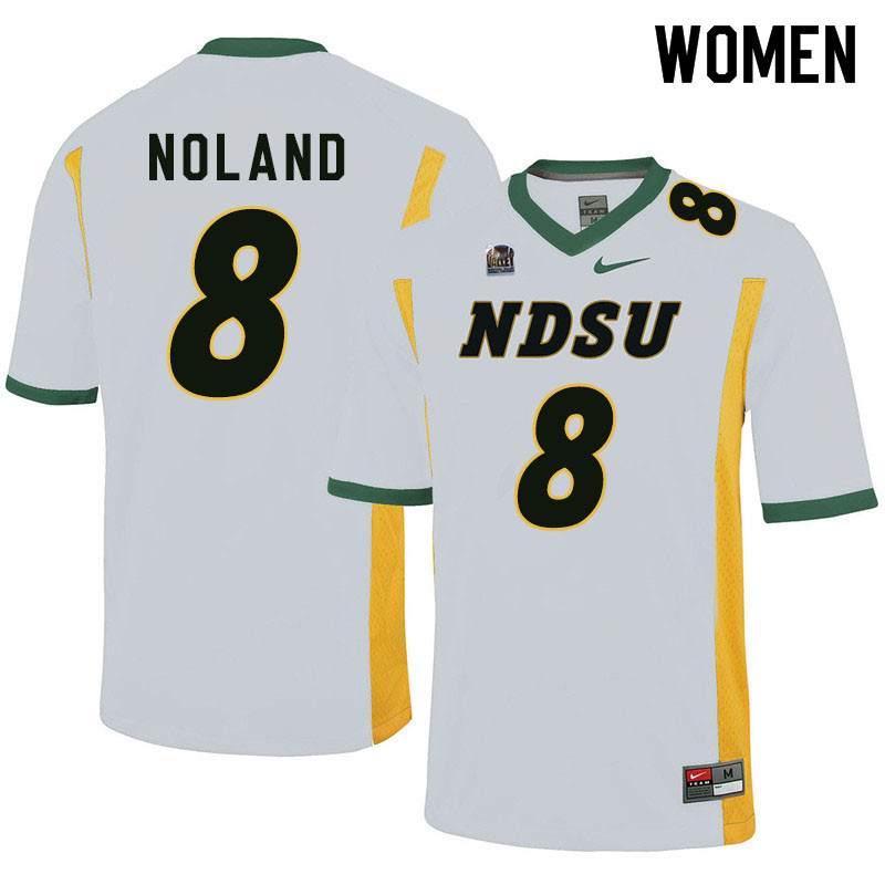 Women #8 Zeb Noland North Dakota State Bison College Football Jerseys Sale-White - Click Image to Close